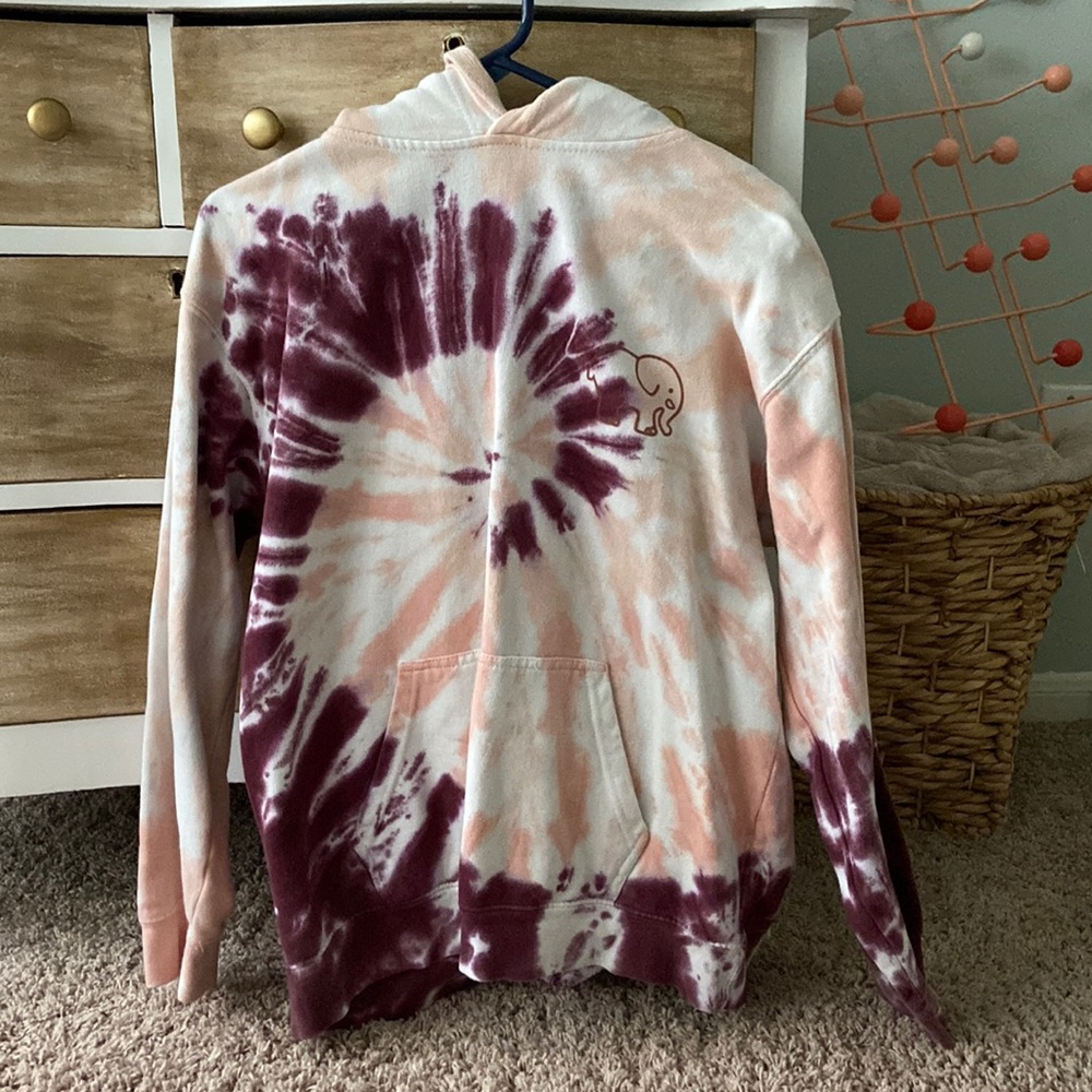 Medium, tie-dye ivory, Ella hoodie